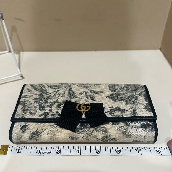 Gucci Marmont Floral Bow Navy Continental Wallet - Picture 12 of 13